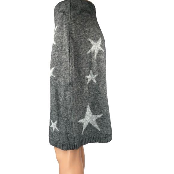 Shein Gray Star Print High Elastic Waist Pull-On Mini Straight Pencil Skirt Sz L - Picture 2 of 5